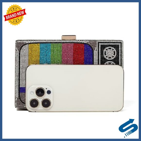 Retro Rhinestone Evening Clutch Crossbody Bag ABS Material Detachable Chain - Picture 6 of 8